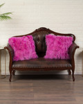 pink fox fur pillows