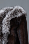 Mahogany Mink Fur Jacket Silver Fox Collar & Cuffs