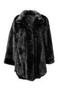 Black Mink Fur Coat on SAGA FURS side notching| SKANDINAVIK FUR