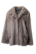 Spanish Gray Mink Fur Coat Pea Pockets  on ghost mannequin