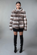 Chinchilla Rex Fur Jacket  on model