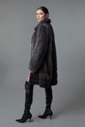 Gray Mink Fur Stroller Knee Length side view