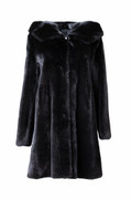 BLACK HOODED MINK FUR COAT SAGA LONG BLACK HOODED MINK FUR COAT SAGA LONG