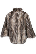 beige mink fur cape stand up collar