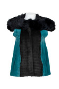 Turqoise Black Mink Vest Fur