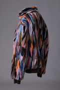 Chevron Multicolor Mink Fur Bomber  Jacket Chevron Multicolor Mink Fur Bomber  Jacket