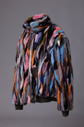 Chevron Multicolor Mink Fur Bomber  Jacket Chevron Multicolor Mink Fur Bomber  Jacket