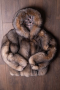 Hooded  Crystal Fox Fur Bomber Jacket Reversible