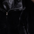 Black Rex Rabbit Fur Bomber Jacket Reversible