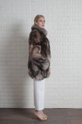 Crystal Fox Fur Coat Shawl Collar   Large