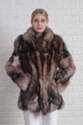 Crystal Fox Fur Coat Shawl Collar   Large