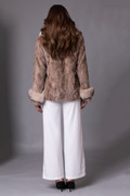 Beige Mink Jacket Fox Trim Penelope Sizes S-M