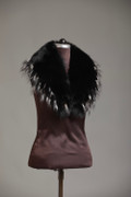 Black  Fox Fur  Collar  Silver Tips