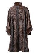Brown Long SWAKARA & Mink Lamb Fur Cape Brown Long SWAKARA & Mink Lamb Fur Cape