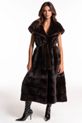 Long Hooded Mink Fur Vest Nazira