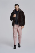 Brown Hooded Mink Fur Jacket