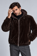 Brown Hooded Mink Fur Jacket