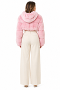 Pink Mink Fur Hooded Bolero  