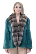 Green Mink Jacket  Sable Fur Shawl Collar 