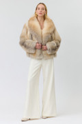 Golden Fox Fur Coat Shawl Collar