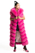 Fuchsia Long Fox Fur Vest  Calantha