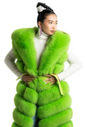 Long Lime Fox Fur Vest Jedidah