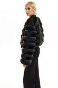 Gray Black Chinchilla Bomber Jacket  Zerah