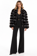 Gray Black Chinchilla Bomber Jacket  Zerah