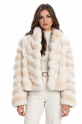 Tan Chinchilla Fur Jacket  Donella
