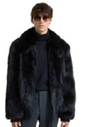 Mens Black Fox Fur Jacket