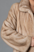Beige Mink Fur  Coat  Stand Up Collar