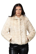 Tan Mink Fur Jacket Bow Tie Collar Yara