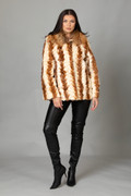 Ivory Brown Sectional Mink Fur Coat Jezebel