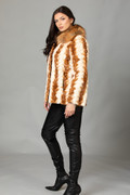 Ivory Brown Sectional Mink Fur Coat Jezebel