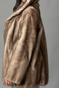 Beige Mink Hooded Coat Avani