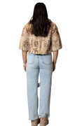 Sculpted Mink Fur Jacket Cropped Sleeves Behati