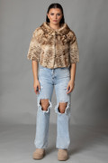Sculpted Mink Fur Jacket Cropped Sleeves Behati