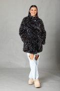 Gray Black Mink Fur Jacket 