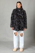Gray Black Mink Fur Jacket 