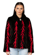 Red Black Mink Fur Jacket