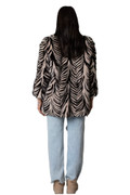 Collarless  Mink Fur Jacket Zebra 