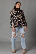 Multicolor Mink Fur Jacket Stand Up Collar