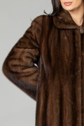 Fully Let Out Mink Fur Coat Mahogany Tapered Waist 
