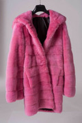 Copy of Pink Mink  Fur Coat Hooded