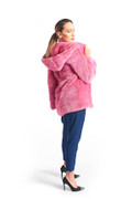 Copy of Pink Mink  Fur Coat Hooded