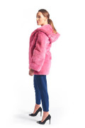 Copy of Pink Mink  Fur Coat Hooded