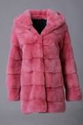 Pink Mink  Fur Coat Hooded Sizes Medium/Large