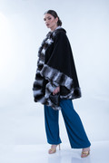 Black Cashmere Cape with Chinchilla Trim SIZES L/XL/XXL