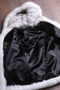 Men's White and Blue Hooded  Fox Fur Coat  Sizes M/L