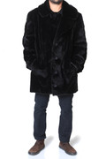  Black Sheared beaver  Fur Trench Coat With Notched Collar Sizes M/L